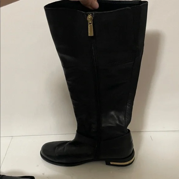 Vince Camuto Black Boots with Gold Buckle - Picture 6 of 11